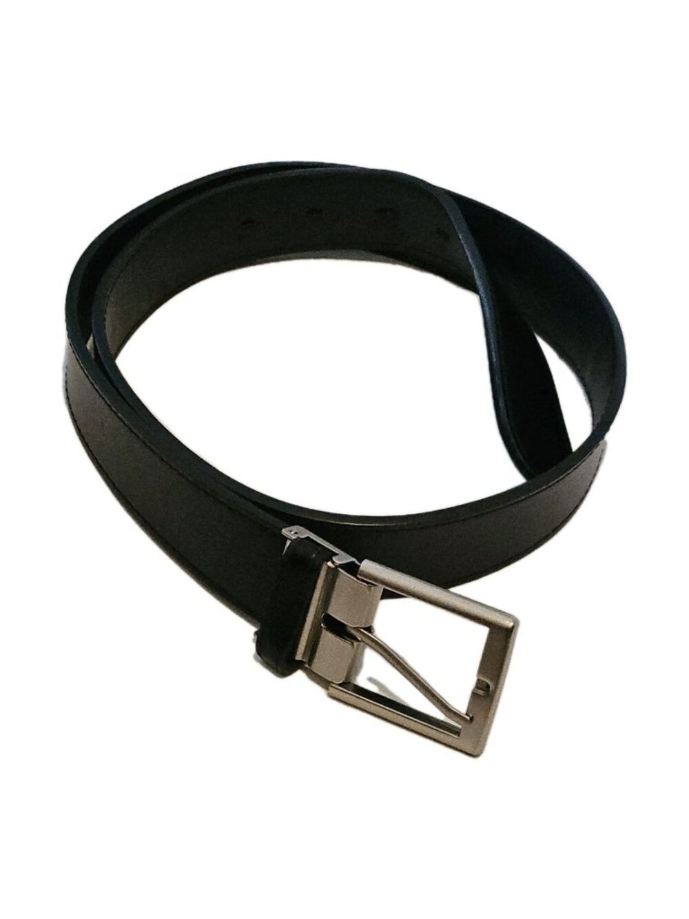 Oobe Black Leather Silver Buckle Mens Belt Size Medium